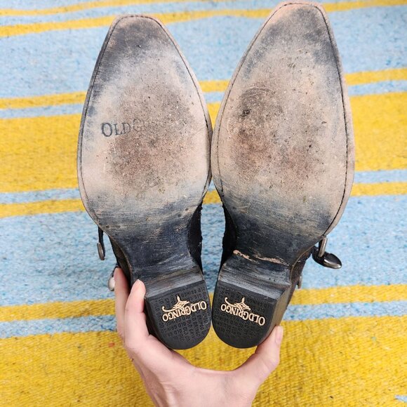 Old Gringo Boots Ankle Western Cowboy Studded Distressed Roxy Slip On Black 8 - Picture 7 of 8